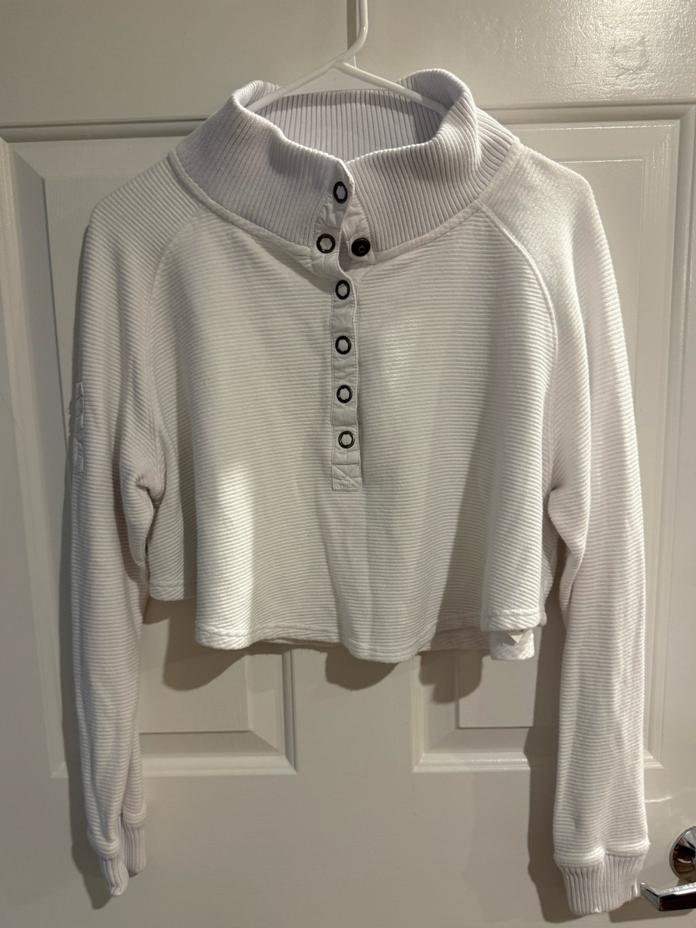 FP MOVEMENT White Cropped Knit Henley Sweater - Women's